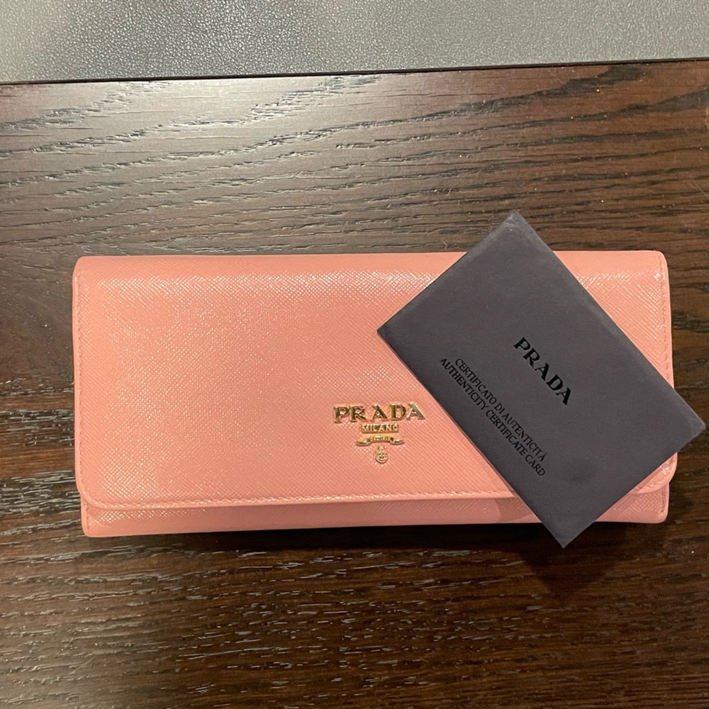 Prada Coral Pink Saffiano Leather Wallet